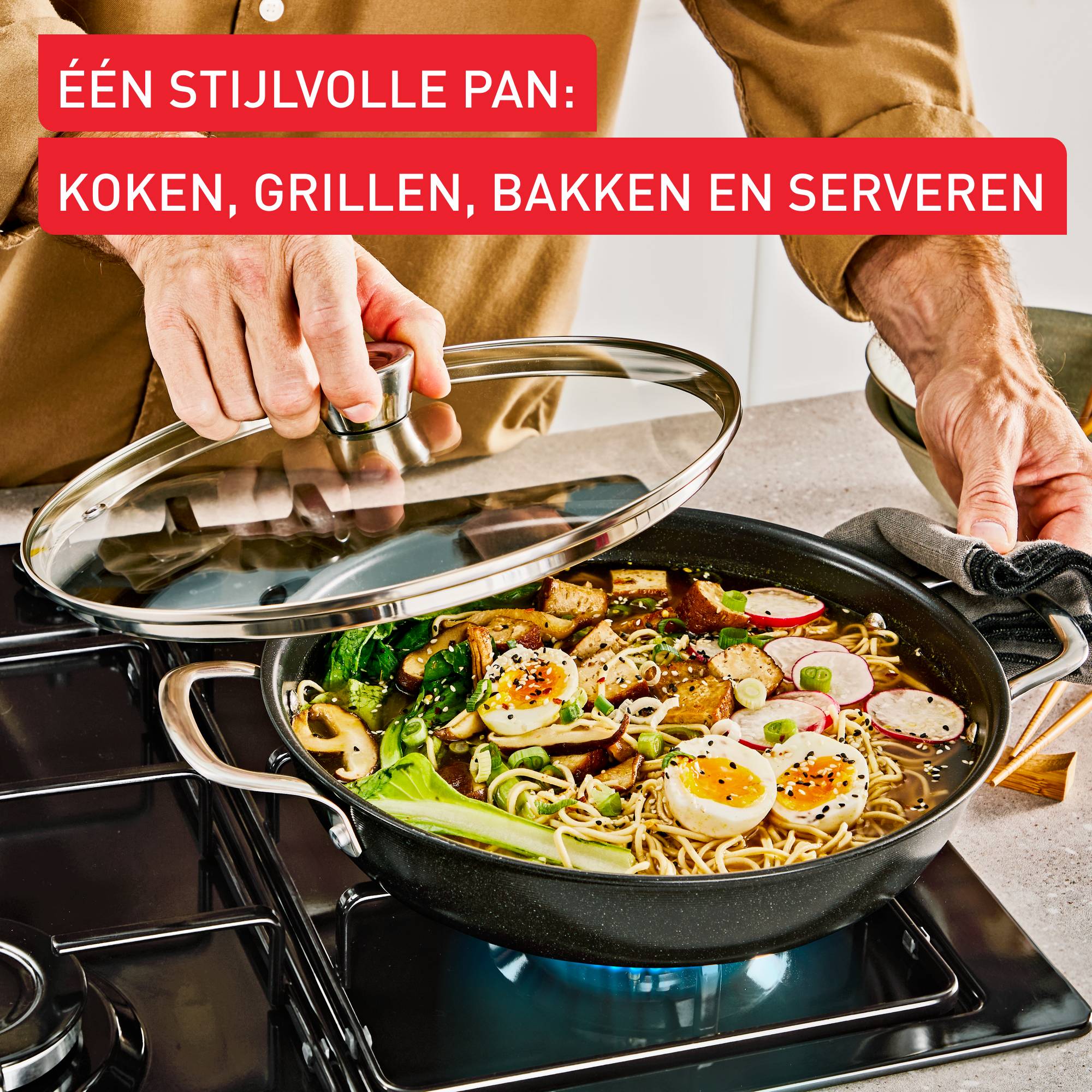 Experience Ceramic G2228602 Alles-in-een pan + Deksel - 28 cm - Inductie