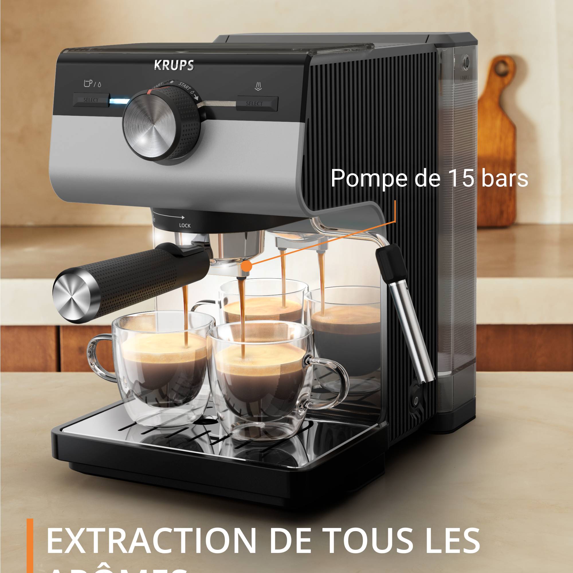 Authentic+ Inox XP384E Machine à espresso manuelle