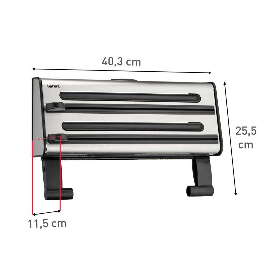 Ingenio K1887904 Triple distributeur : essuie-tout, papier aluminium, film plastique