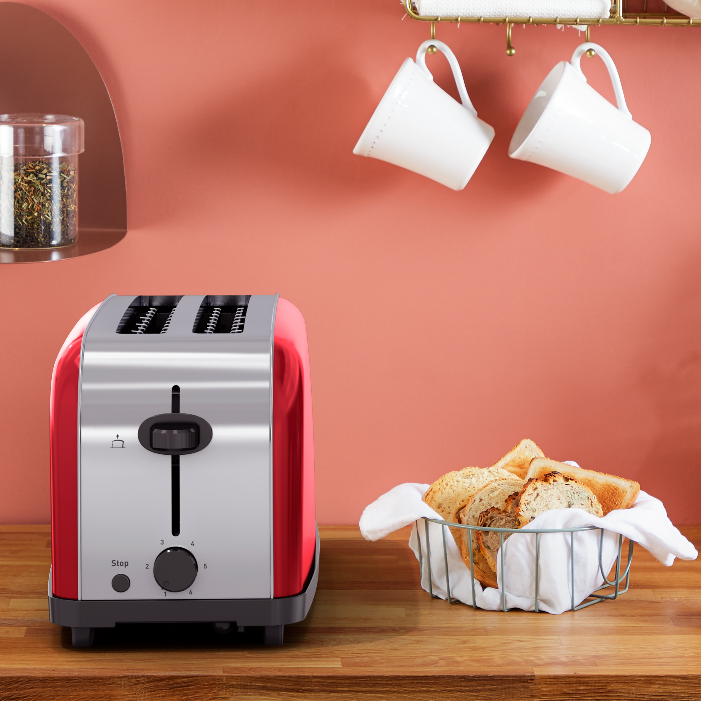 Grille-Pain 2&nbsp;fentes longues Lie-de-vin TL330511