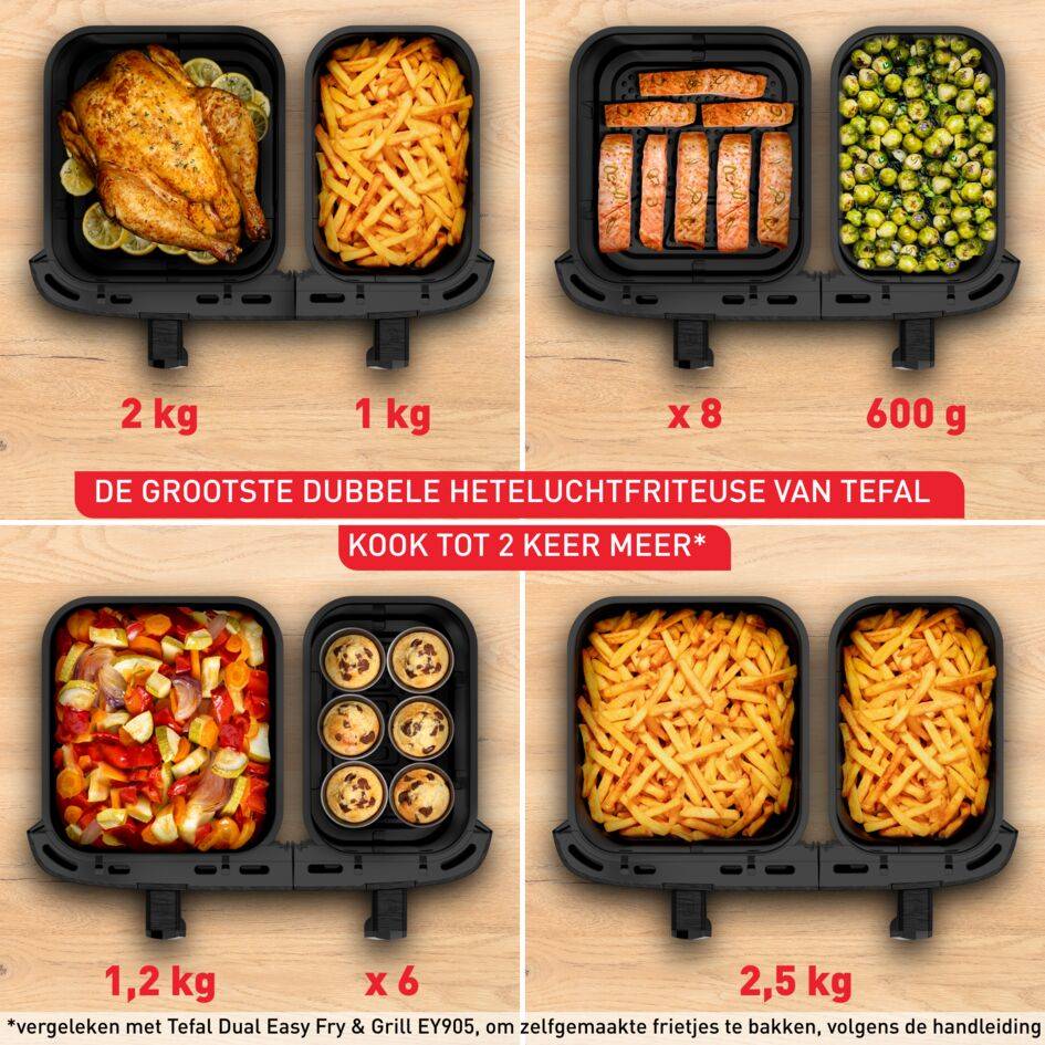 Dual Easy Fry & Grill XXL EY9428E0 Air Fryer - 7 programma's - 6,5L + 4,5L