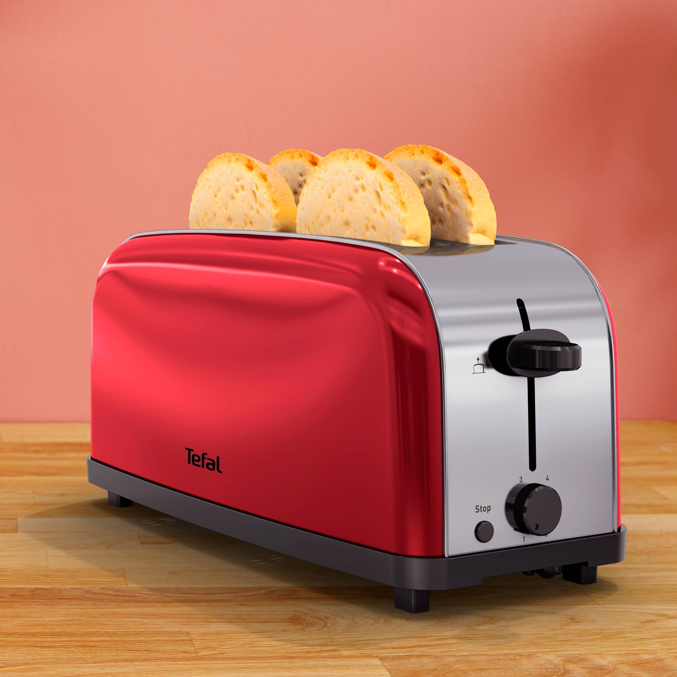 Grille-Pain 2&nbsp;fentes longues Lie-de-vin TL330511