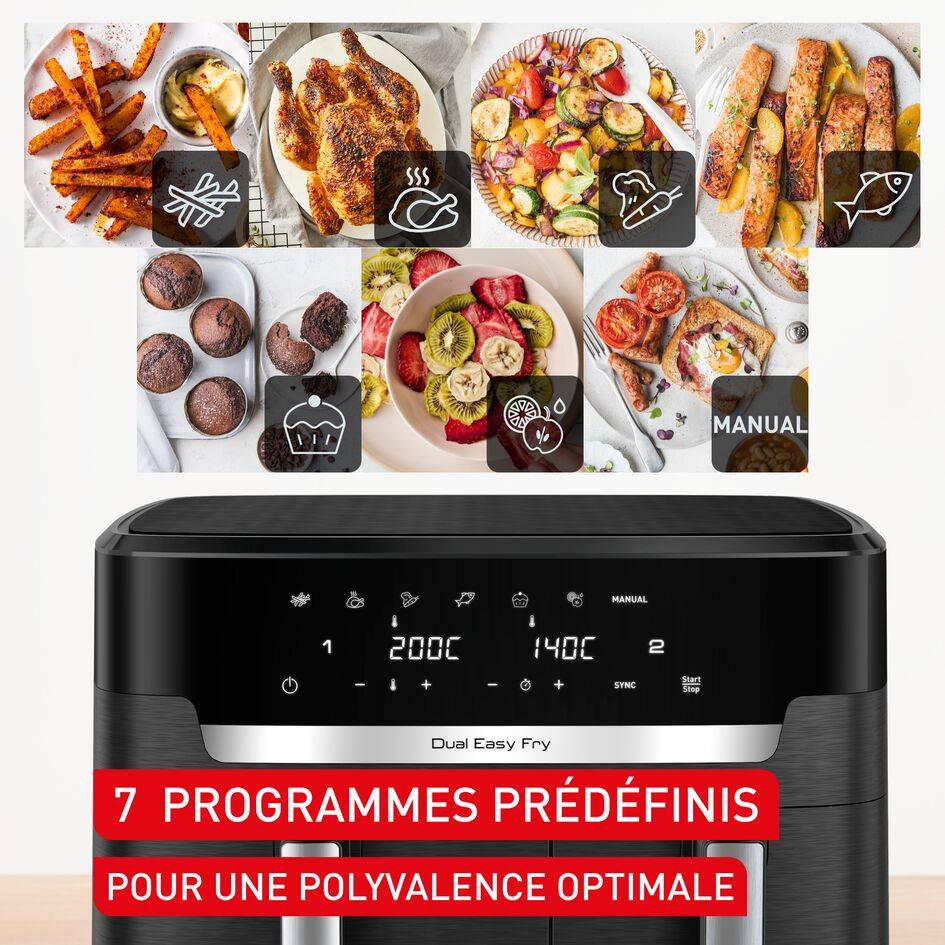 Easy Fry & Grill XXL EY9428  Dual Air Fryer - 7 programmes - 11L