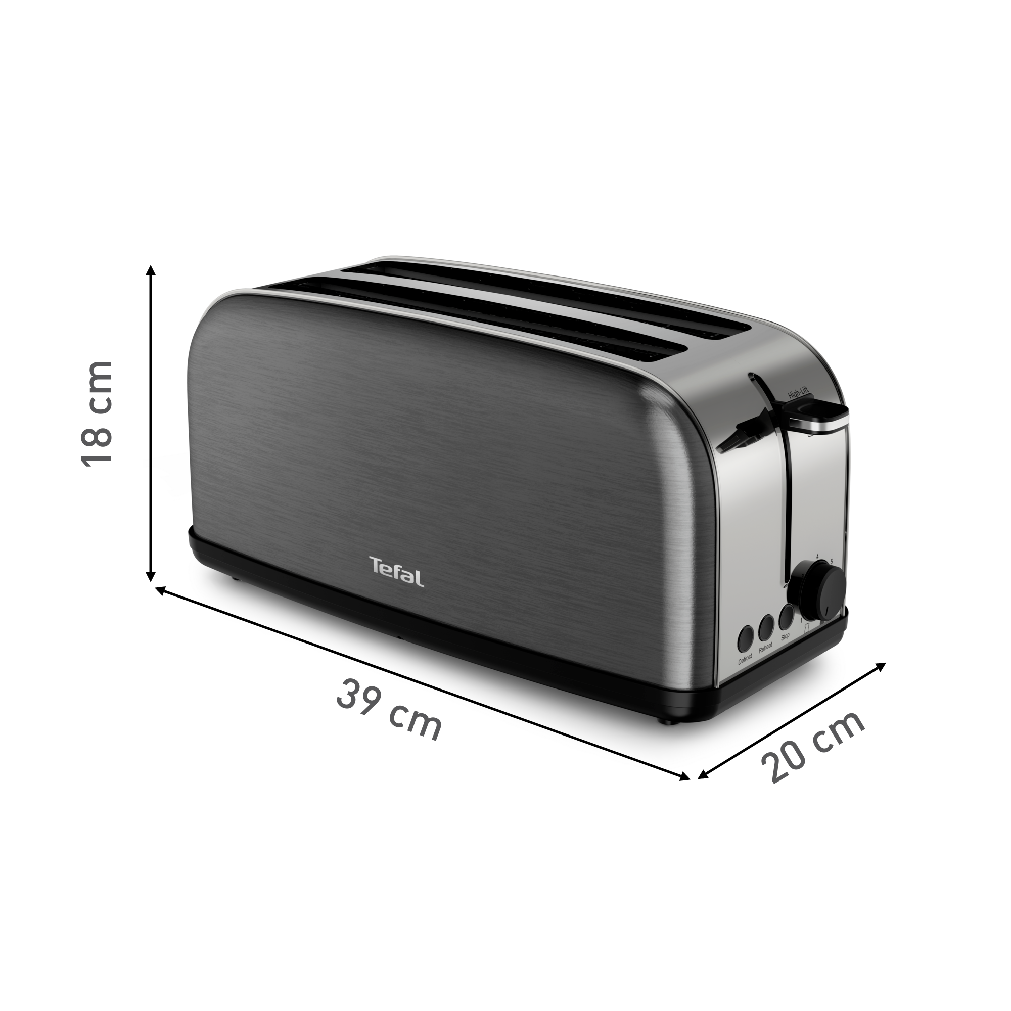 Nieuwe Equinox zwarte broodrooster met 2 lange gleuven