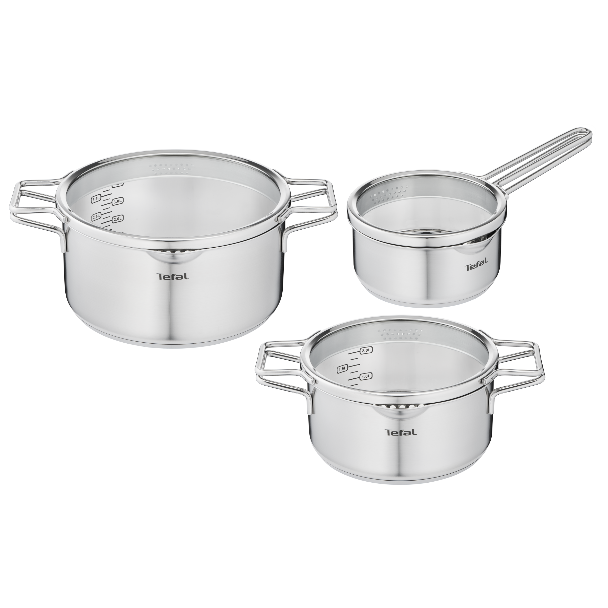 Nordica H852S325 Set de 3 casseroles inox 16/20/24 cm + 3 couvercles