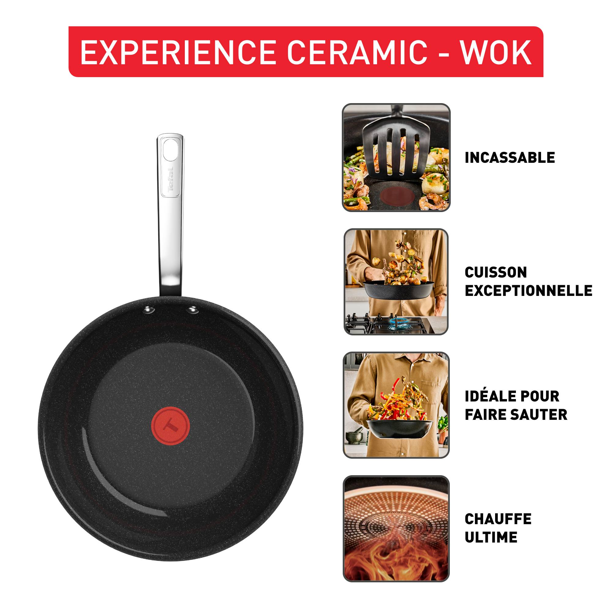 Experience Ceramic G2221902 Poêle wok - 28 cm - Induction