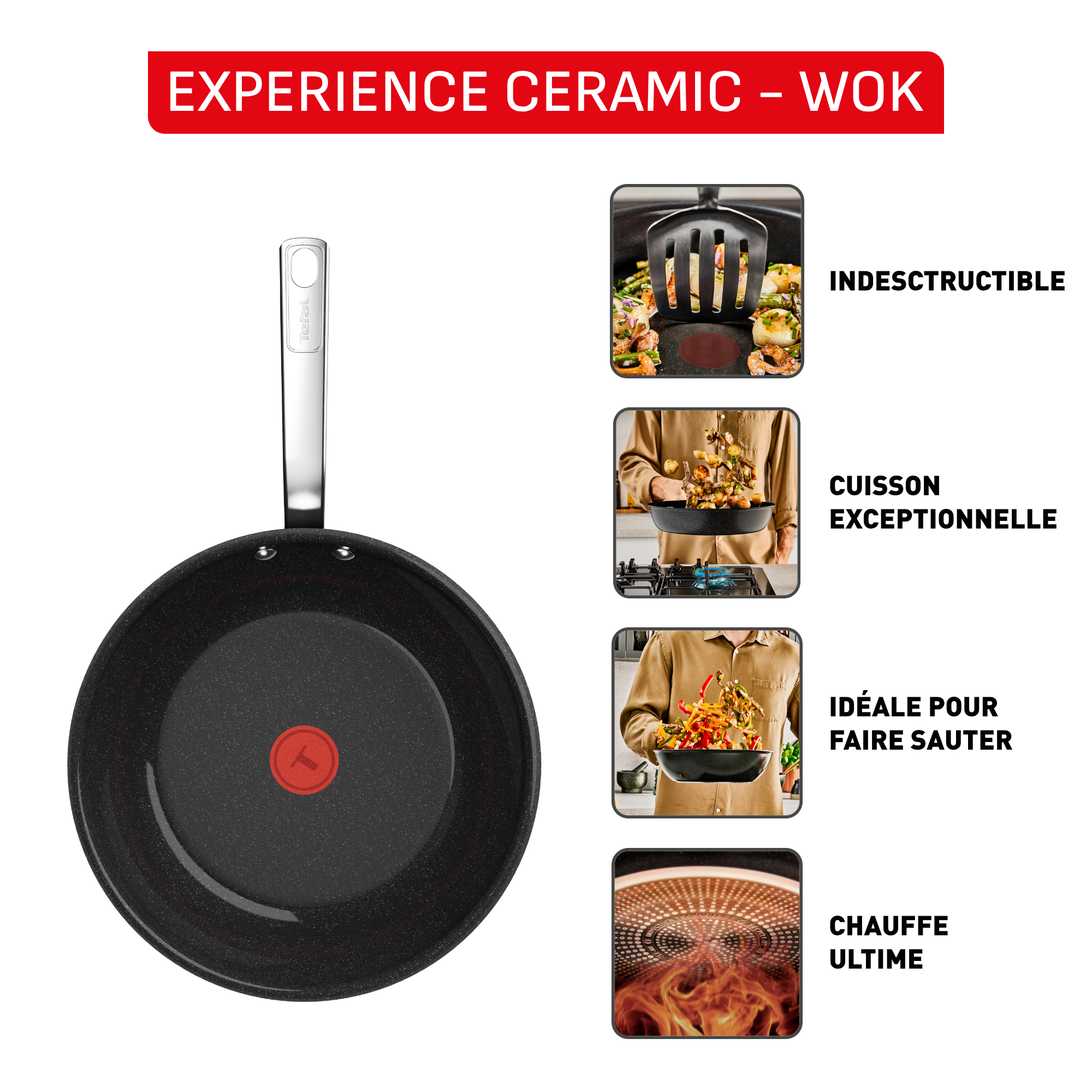 Experience Ceramic G2221902 Poêle wok - 28&nbsp;cm - Induction