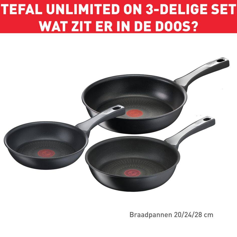 Unlimited On G2599102 Set van 3 braadpannen 20/24/28 cm