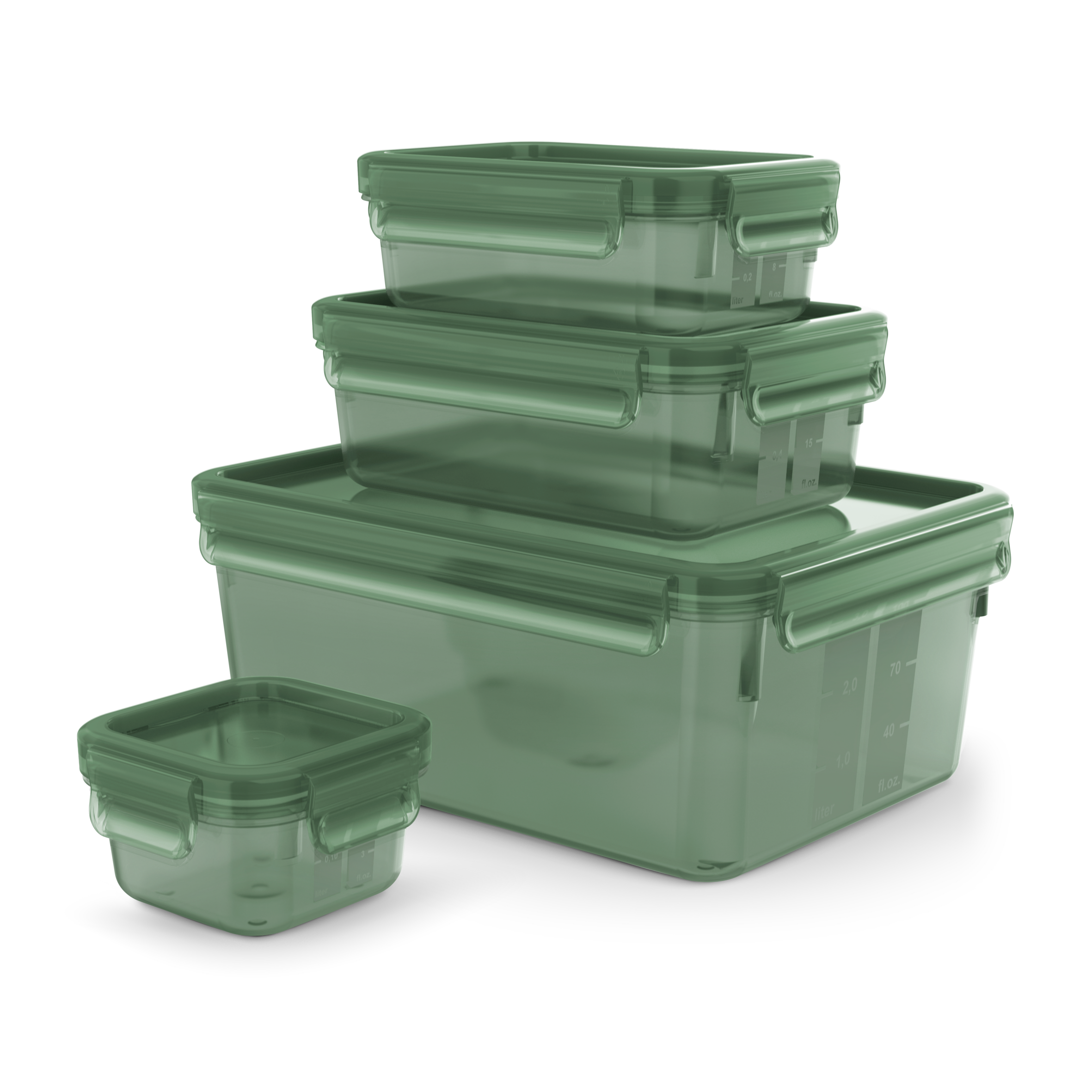 MasterSeal Eco N1170610 Set van 4 bewaardozen - 0,20L / 0,55L / 1,0L / 3,70L