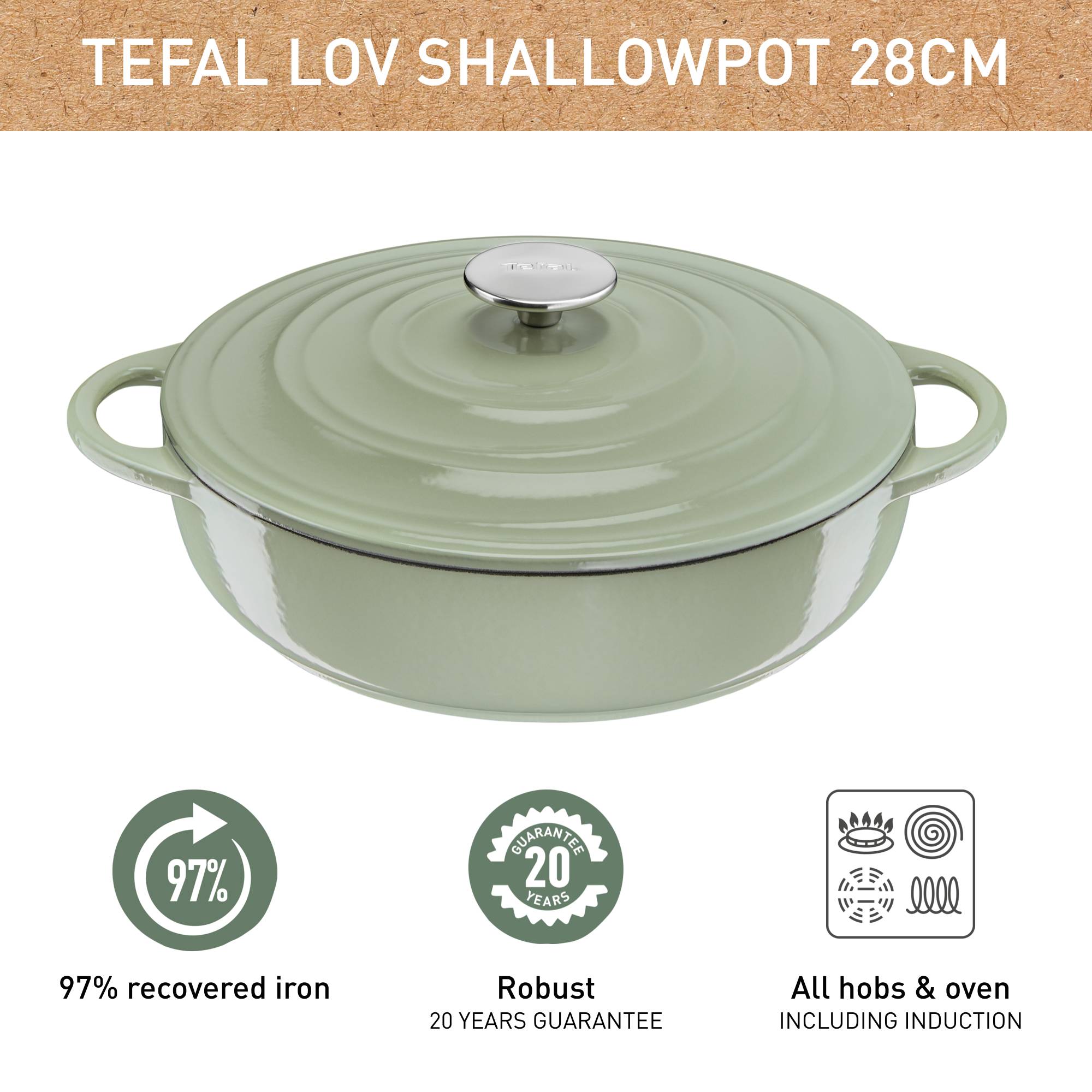 Lov E2587204 Gietijzeren ondiepe kookpot - 28 cm - Inductie