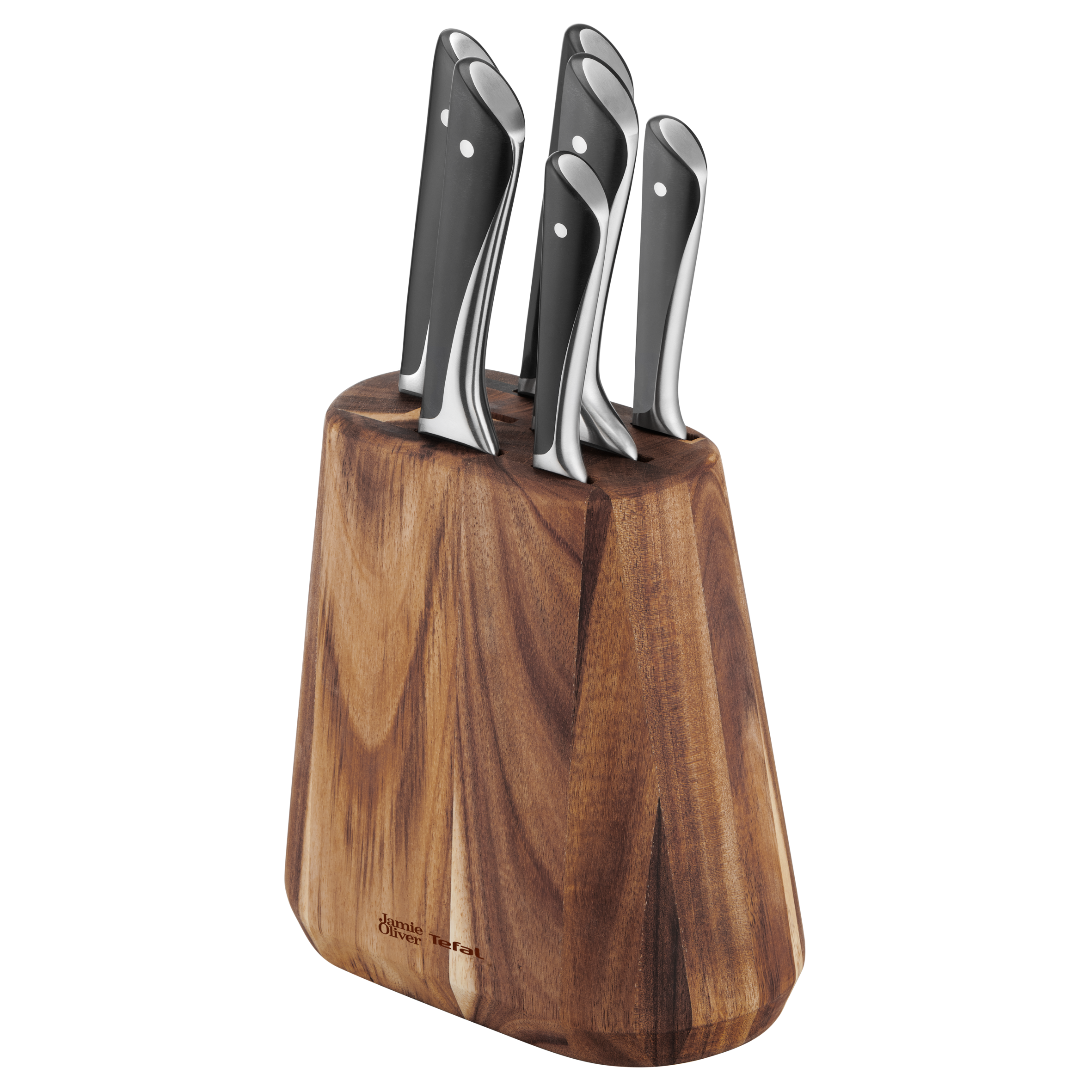 Jamie Oliver K267S656 Set de 6 couteaux de cuisine + Bloc en acacia