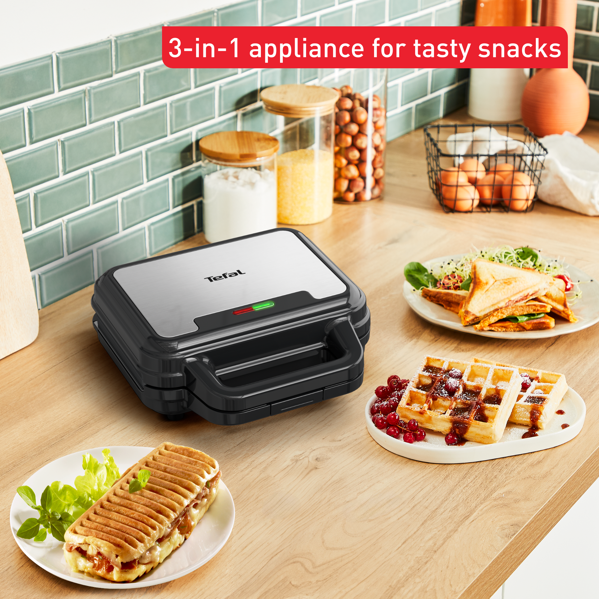 UltraCompact 3-in-1 SW383D10 Wafelijzer, Croque Monsieurtoestel & Paninigrill