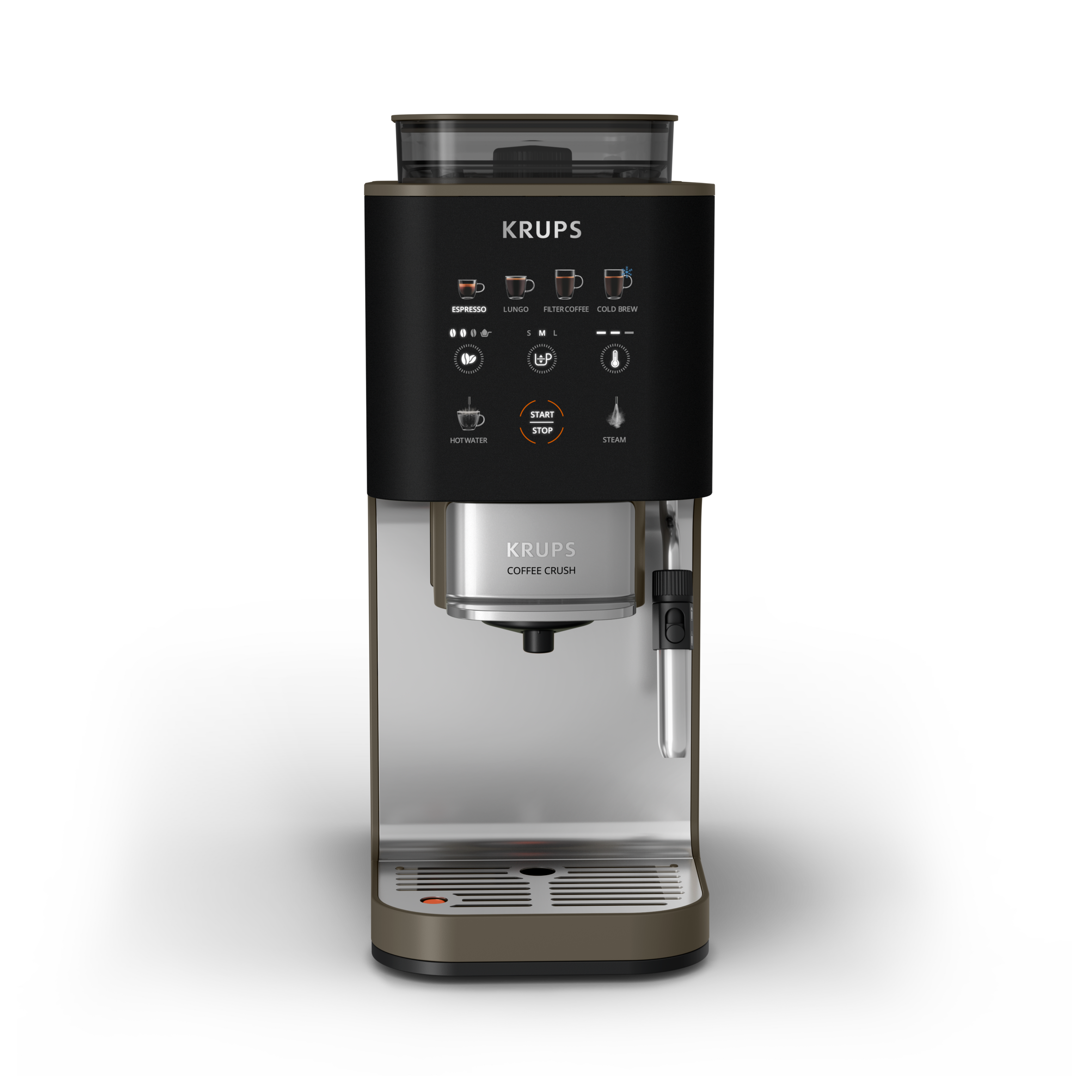 Coffee Crush SA403BE0 Machine à Expresso automatique à grain - Design compact - Cold brew et buse vapeur