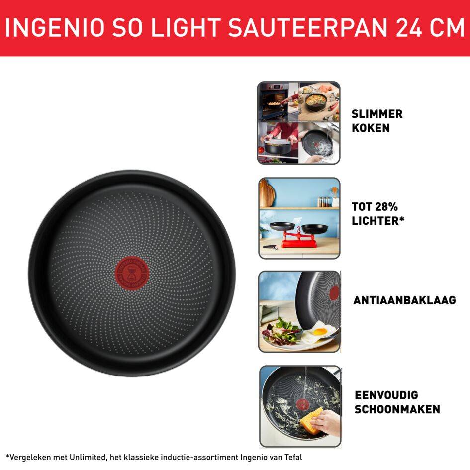 Ingenio So'Light L7233502 Sautéerpan - 24 cm - Inductie
