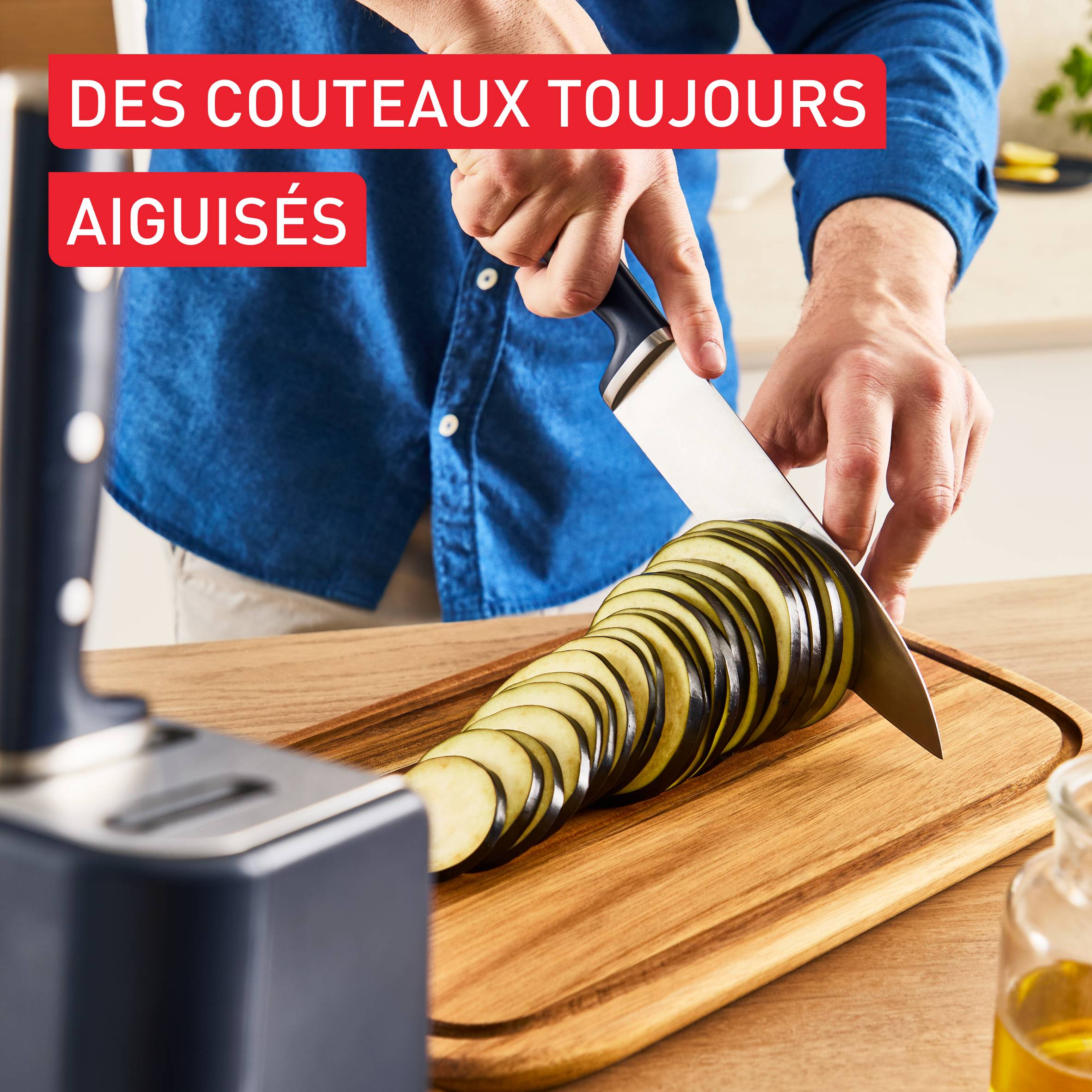 EverSharp K297S644 Set de 5 couteaux + bloc à couteau avec aiguiseur intégré