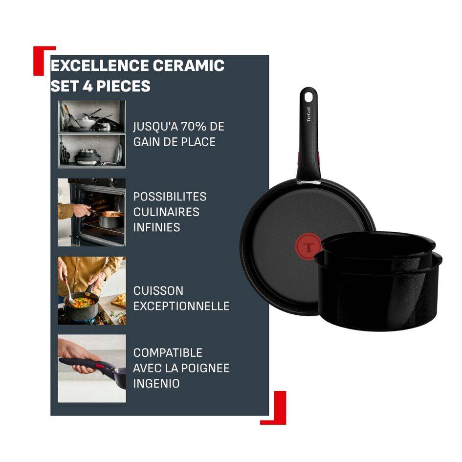 Ingenio Excellence Ceramic L2709002 Set de 4 pièces - Fusion Core - Induction