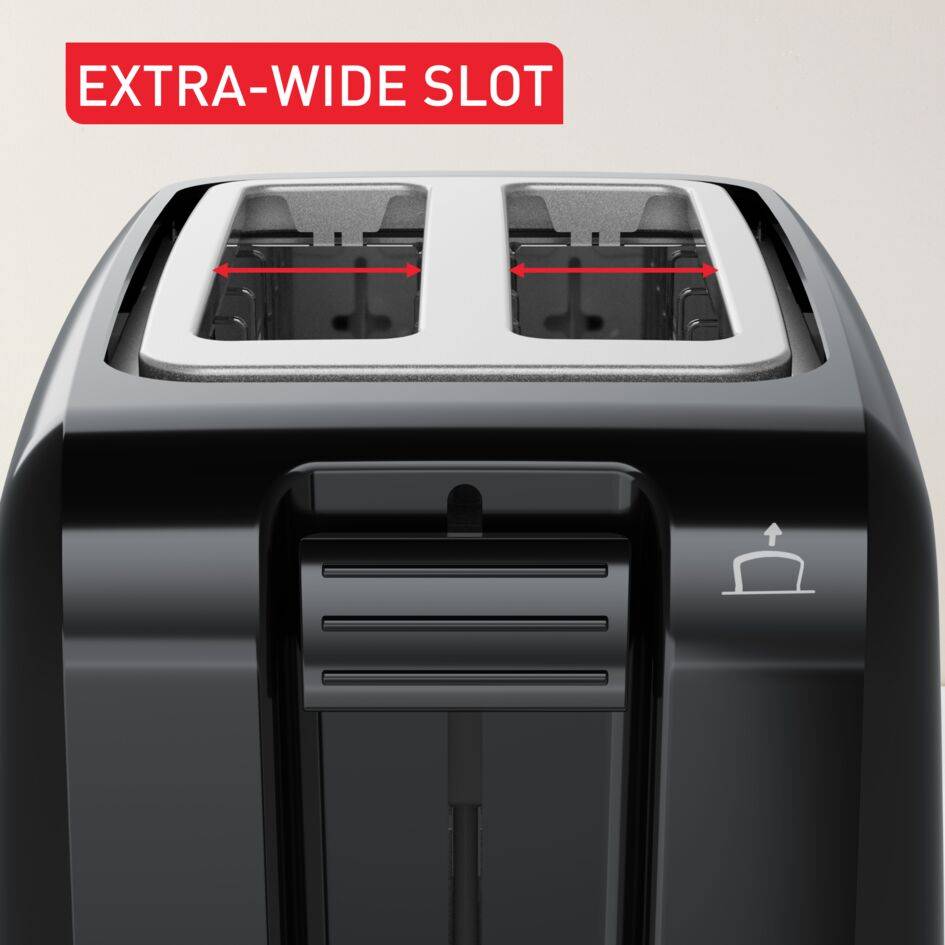 Vita 2-Slot Toaster, Breakfast Appliance, Removable Crumb Tray, Black