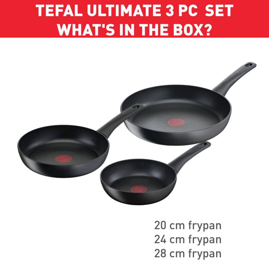 Ultimate On G2609072 Set de 3 poêles 20/24/28 cm - Induction