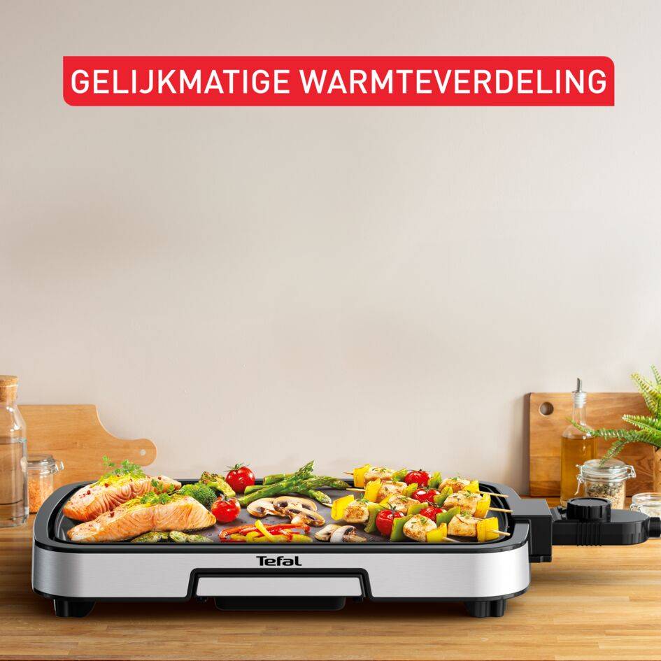 Plancha Inox, elektrische plancha, 6 personen, antiaanbaklaag