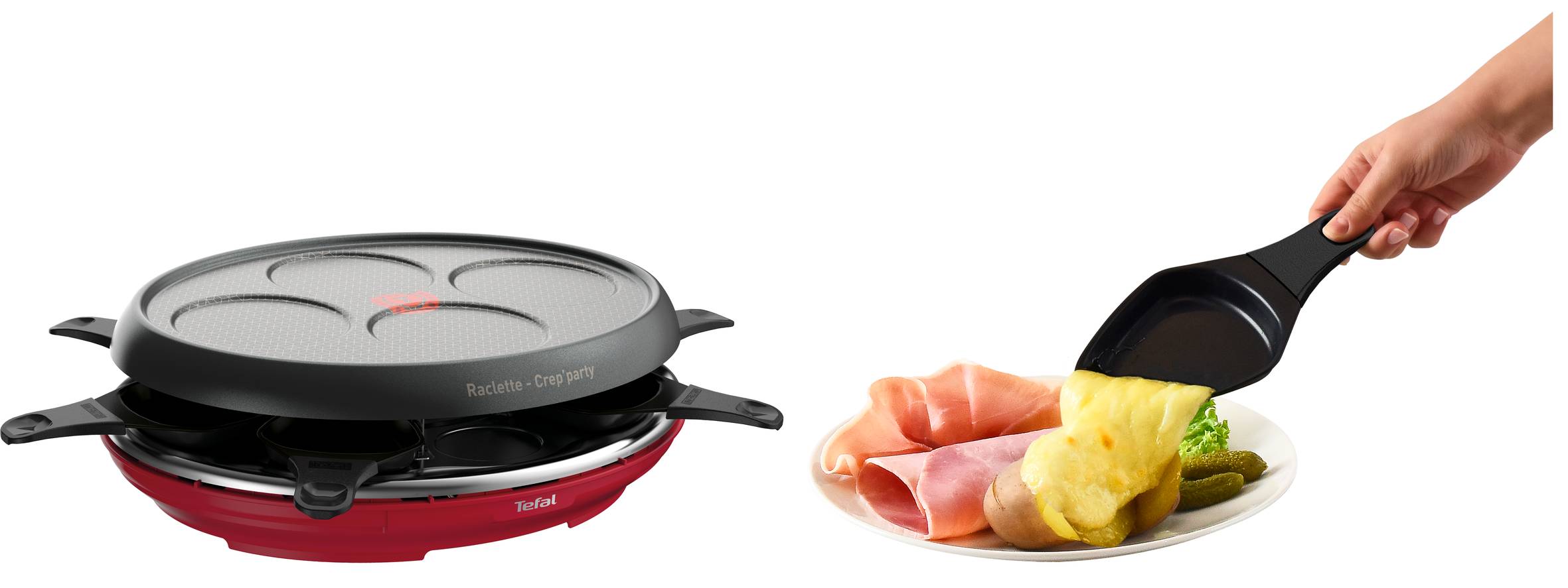Colormania RE310512 Appareil à raclette 8 personnes et CRÊPES'PARTY - Rouge