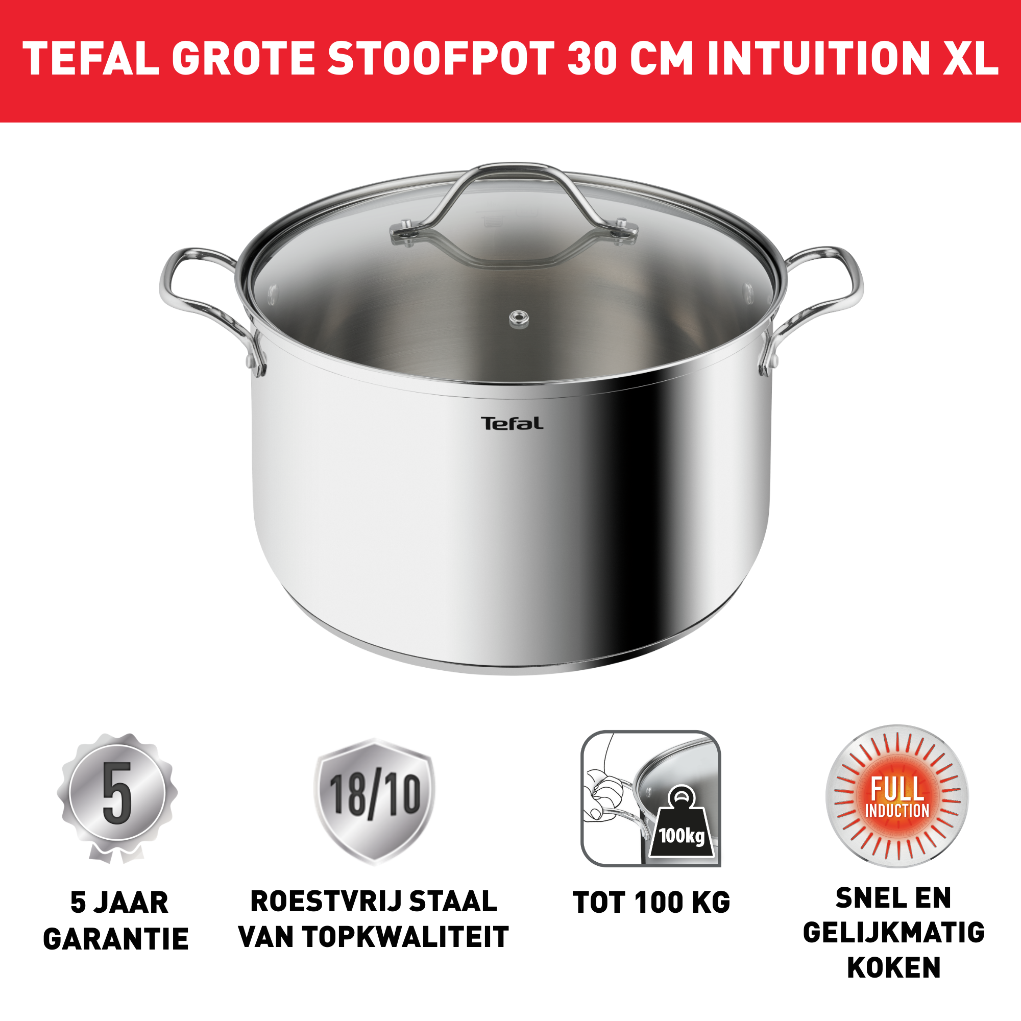 Intuition XL B8646904 Inox kookpot - 30 cm - Inductie