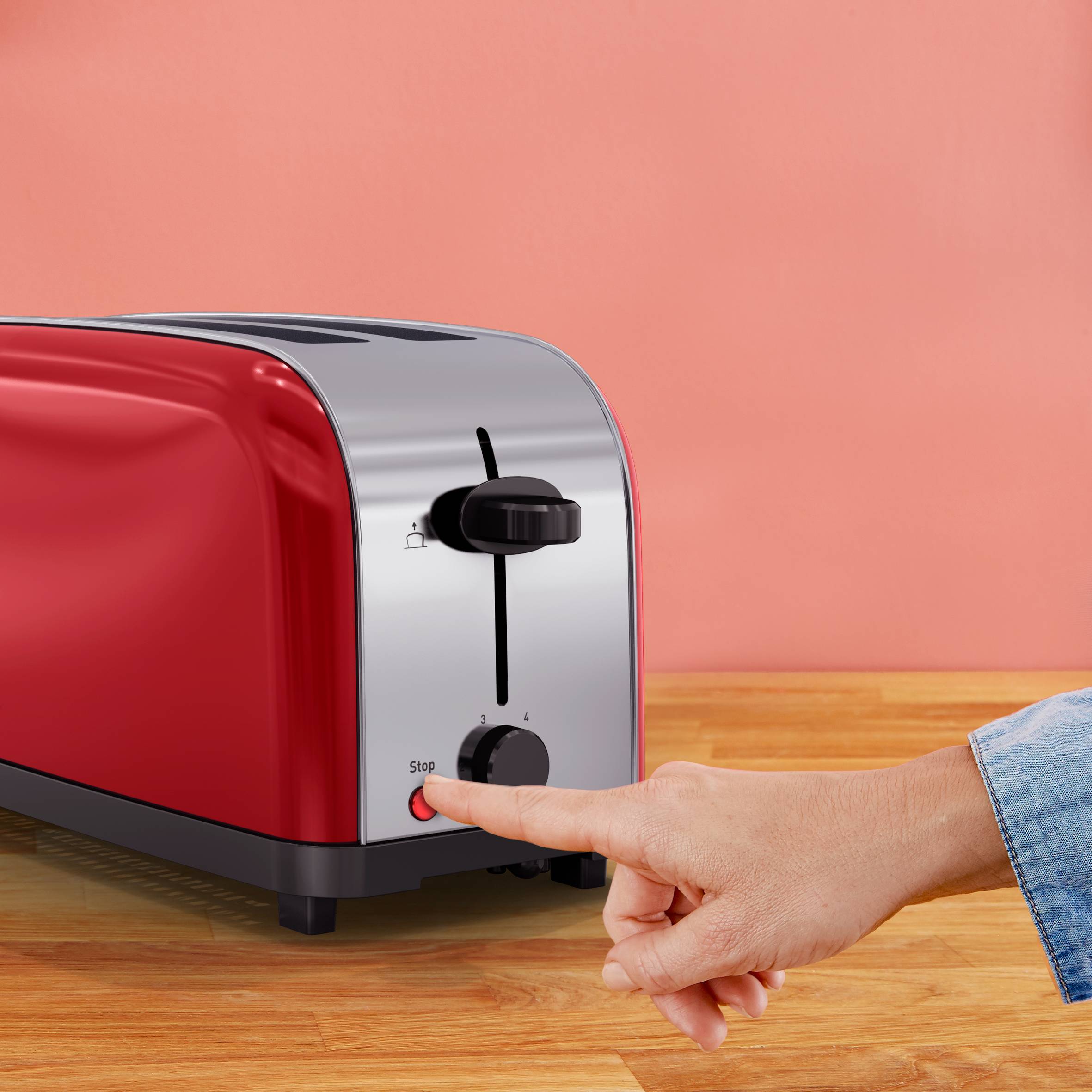 Grille-Pain 2&nbsp;fentes longues Lie-de-vin TL330511