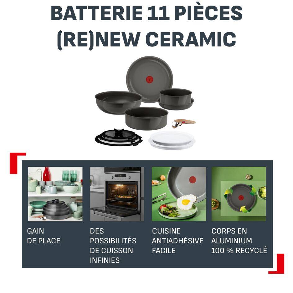 Ingenio Renew L2729053 - Set de 11 pièces - Céramique - Induction