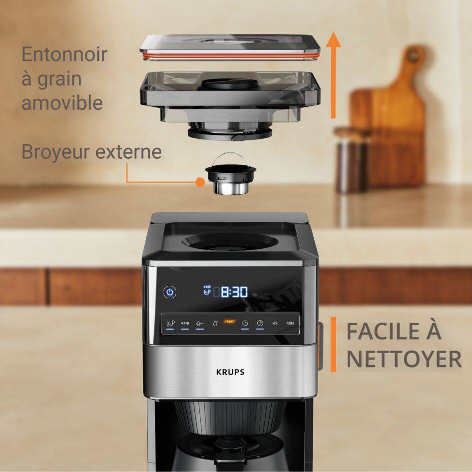 Grind Aroma XL, Cafetière filtre, Broyeur conique amovible, Verseuse isotherme