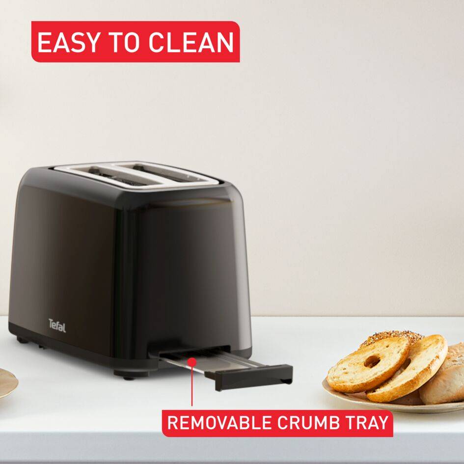 Vita 2-Slot Toaster, Breakfast Appliance, Removable Crumb Tray, Black