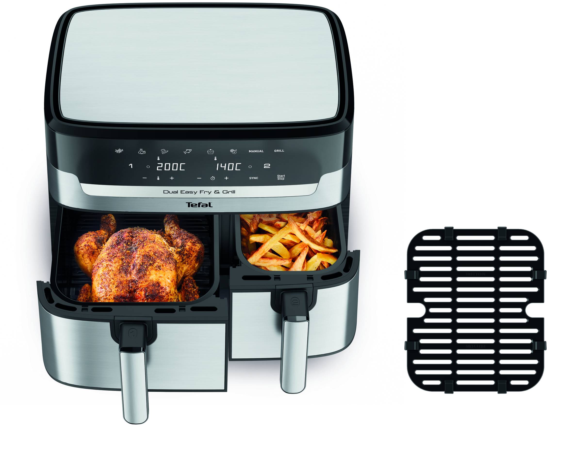 Dual Easy Fry & Grill EY905D10 Air fryer - 8 programmes - 5,2L + 3,1L