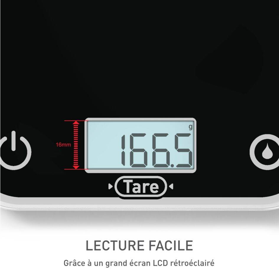 Optiss, Balance de cuisine électronique, Écran facile à lire, Résistant aux rayures