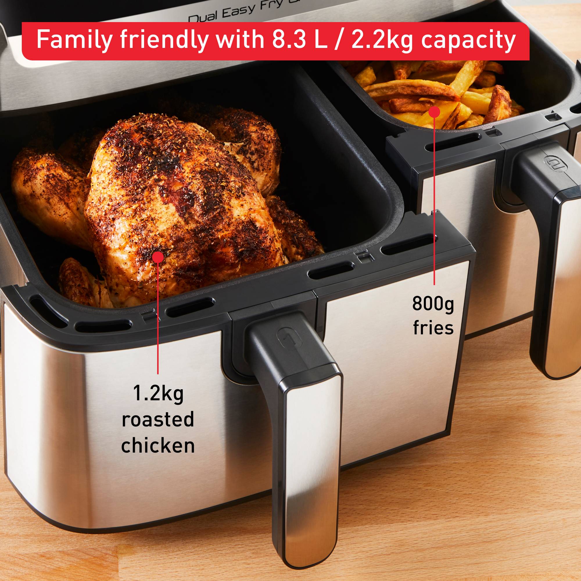 Dual Easy Fry & Grill EY905D10 Air fryer - 8 programmes - 5,2L + 3,1L