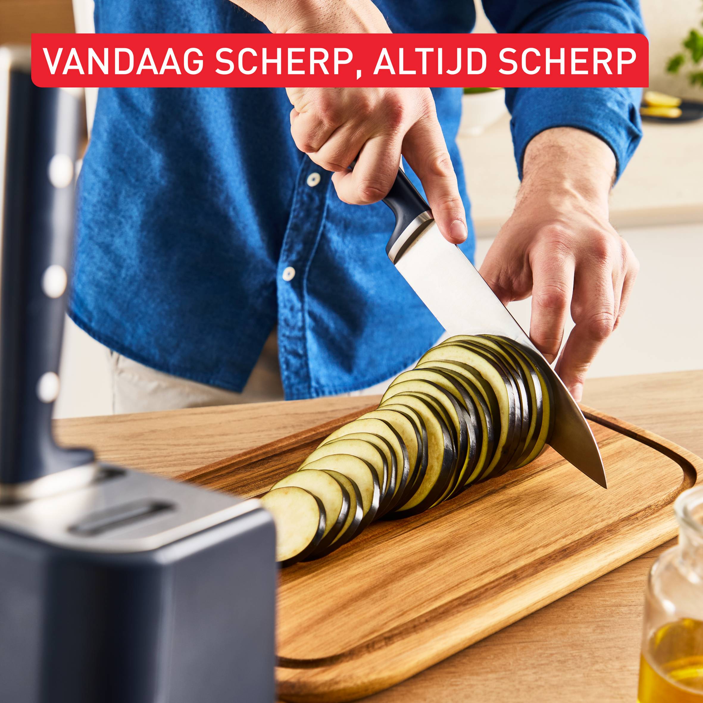 EverSharp K297S244 Koksmes + messenblok met geïntegreerde slijper