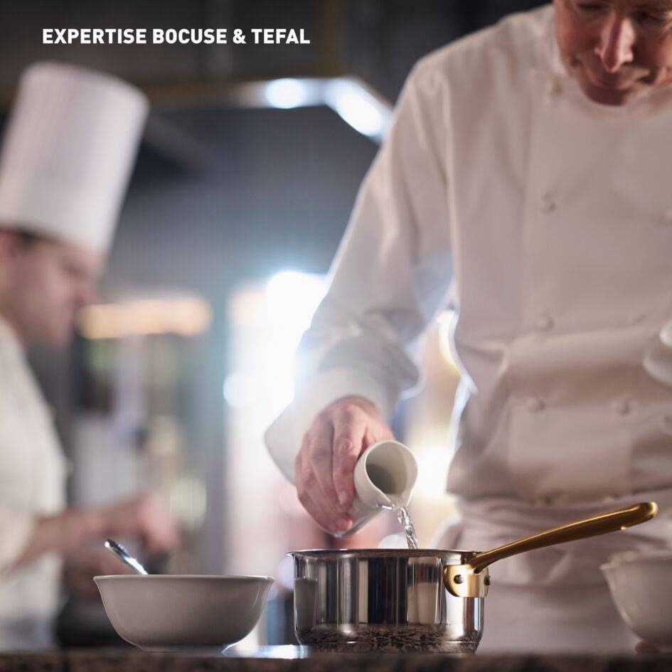 Tefal & Bocuse H8244602 Faitout de 24 cm avec couvercle en verre - Acier inoxydable sans revêtement