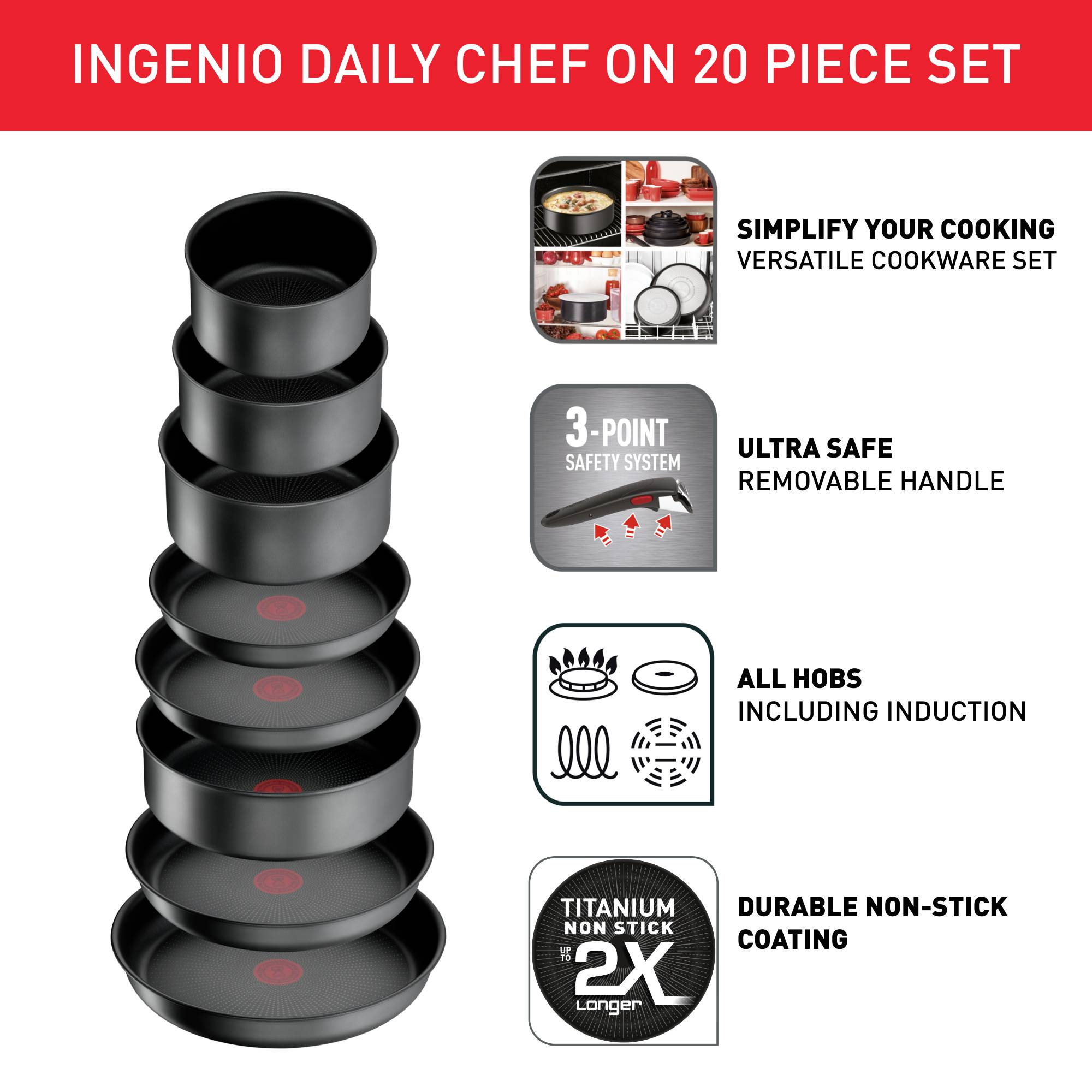 Ingenio Daily Chef L7619402 20-delige set - Inductie
