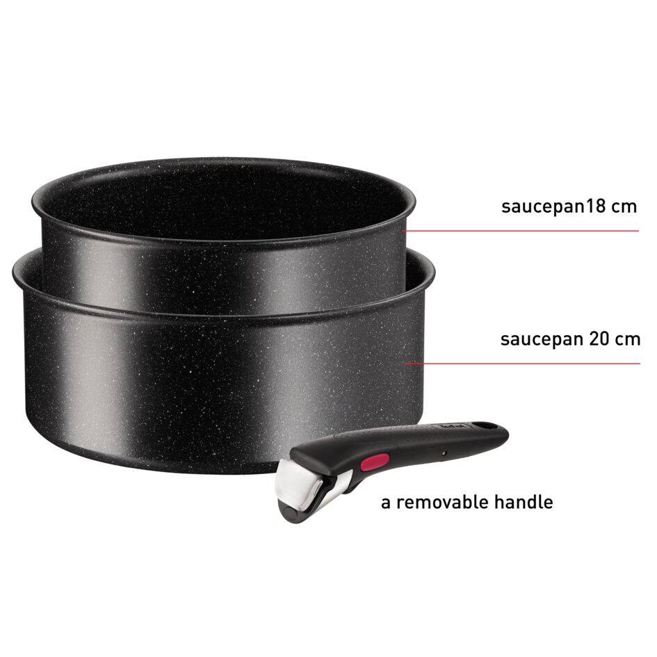 Ingenio Darkstone L3998312 Set de 2 poêlons - poignée amovible - inductie
