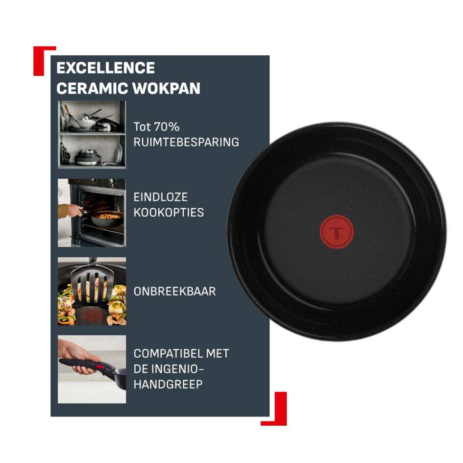 Ingenio Excellence Ceramic L2701902 Keramische wokpan - 28 cm - Fusion Core - Inductie