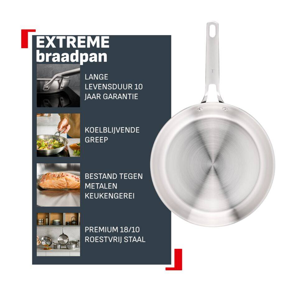 Extreme G7620404 Roestvrijstalen braadpan - 24 cm - Inductie