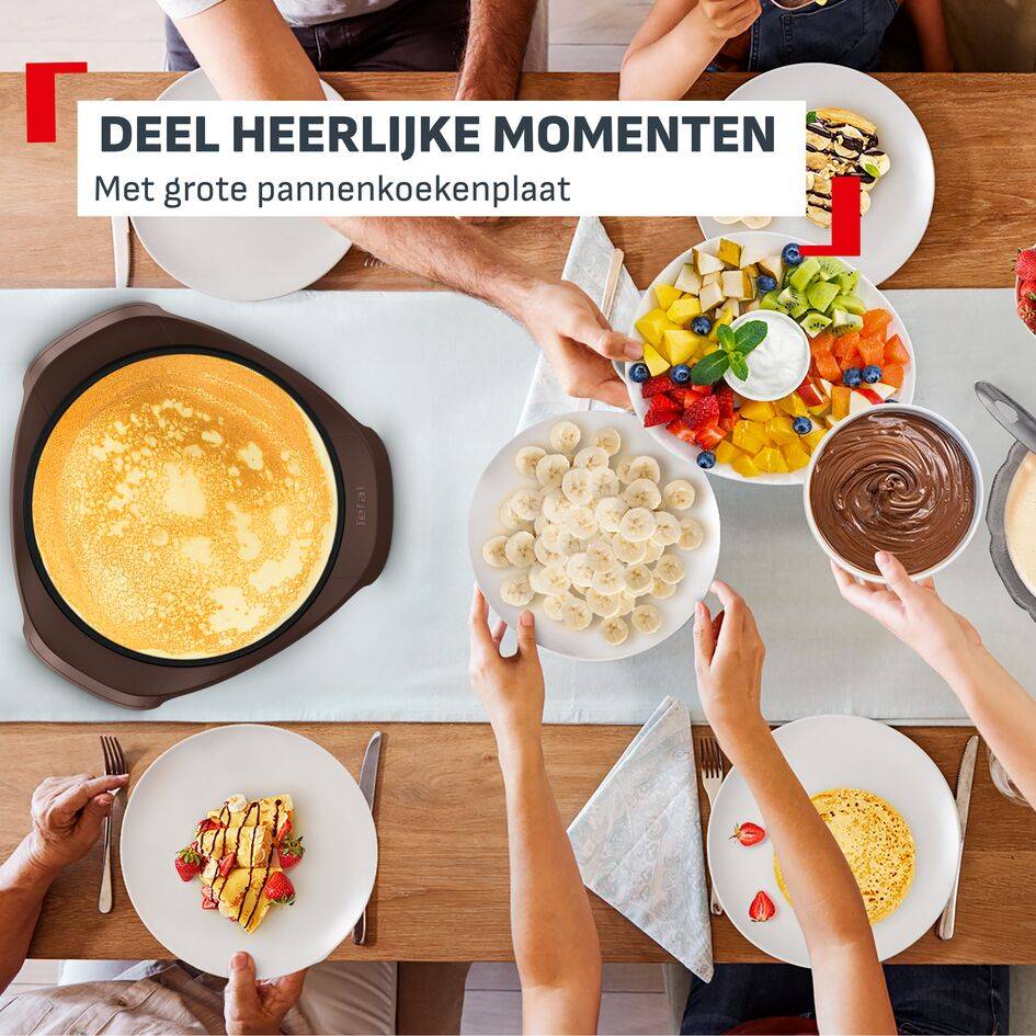 Crep'Party PY3229F0 – Pannekoekenmaker - 2 grote afneembare pannekoekenplaten