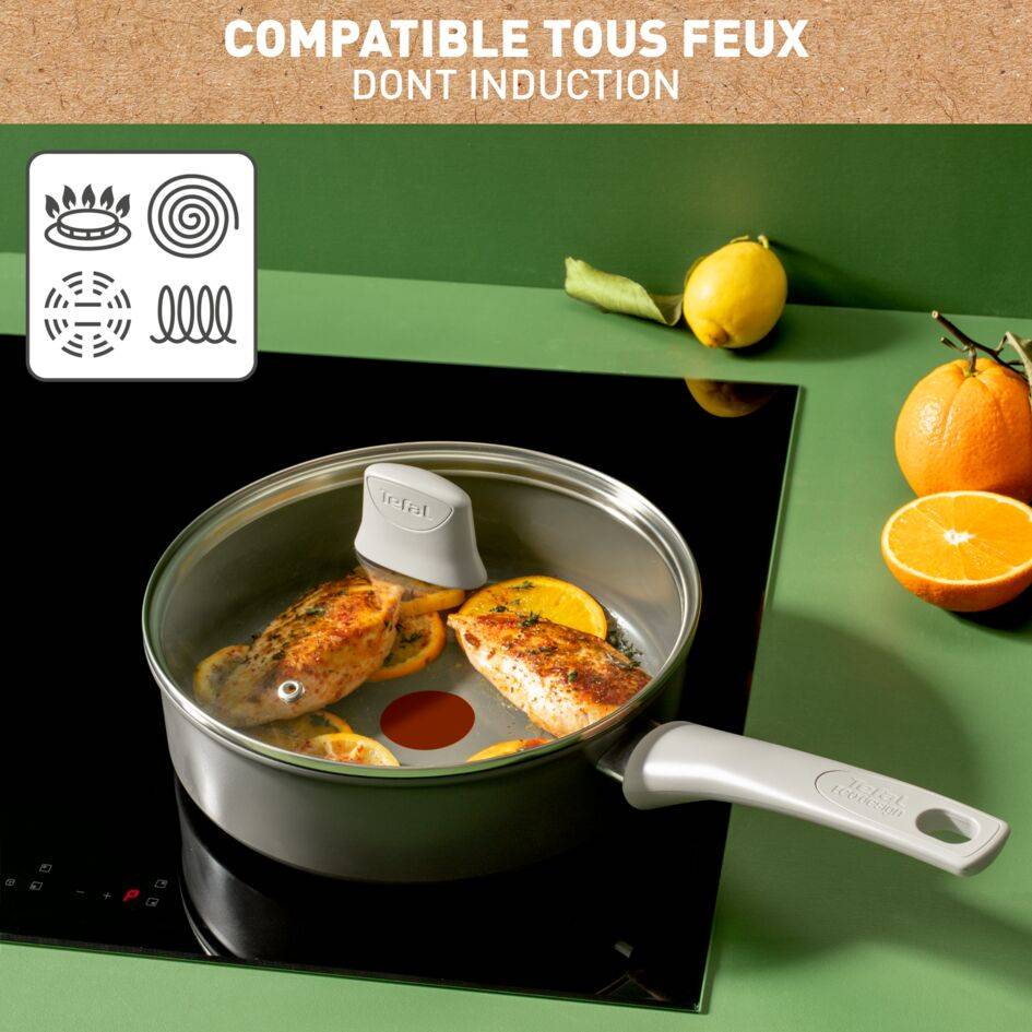 Renew On C4273232 Sauteuse en céramique + couvercle en verre - 24 cm - Induction