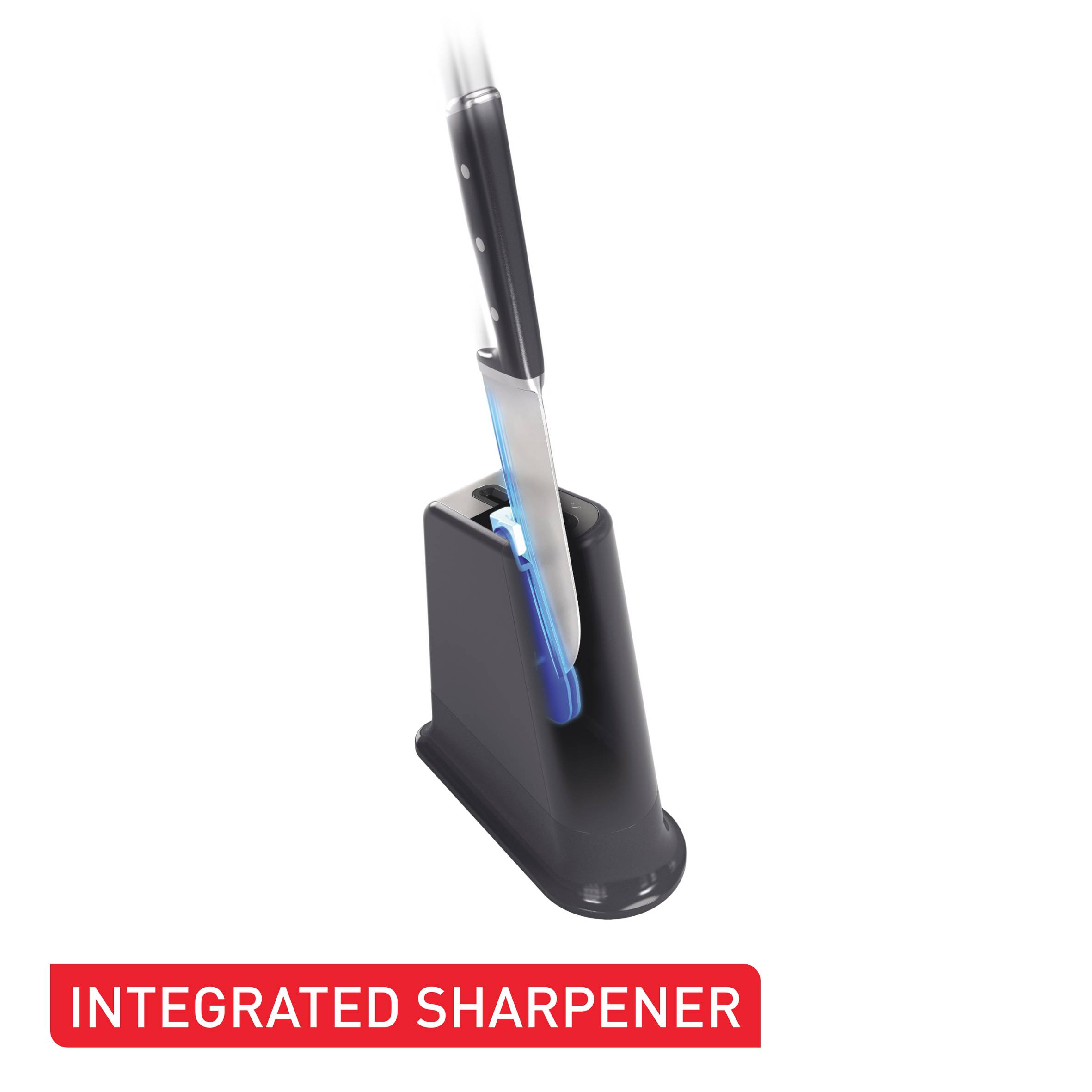 EverSharp K297S244 Couteau de chef + bloc à couteau avec aiguiseur intégré