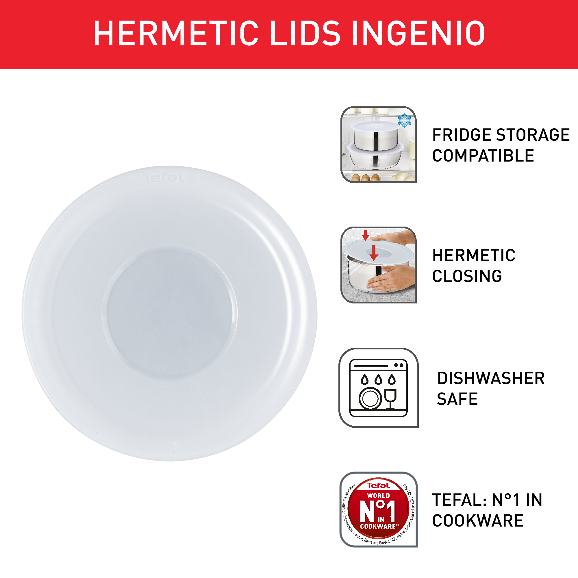 Ingenio L9849002 Set van 3 afsluitdeksels 16/18/20 cm