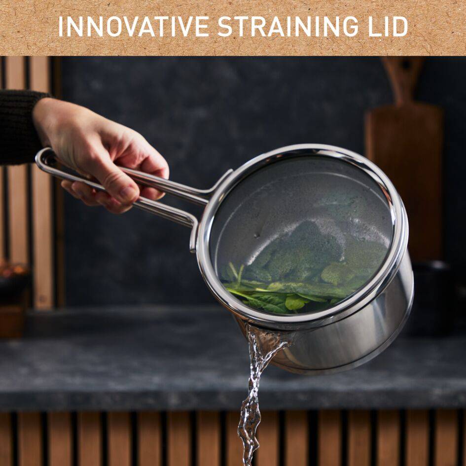 Nordica H8522236 Poêlon + couvercle passoire en verre - 16 cm - Induction