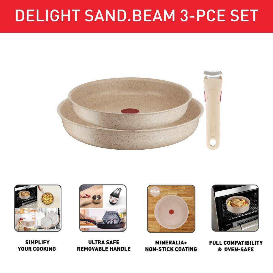 Ingenio Delight Sand L7839043 Set de 2 poêles 24/28 cm + poignée amovible - induction