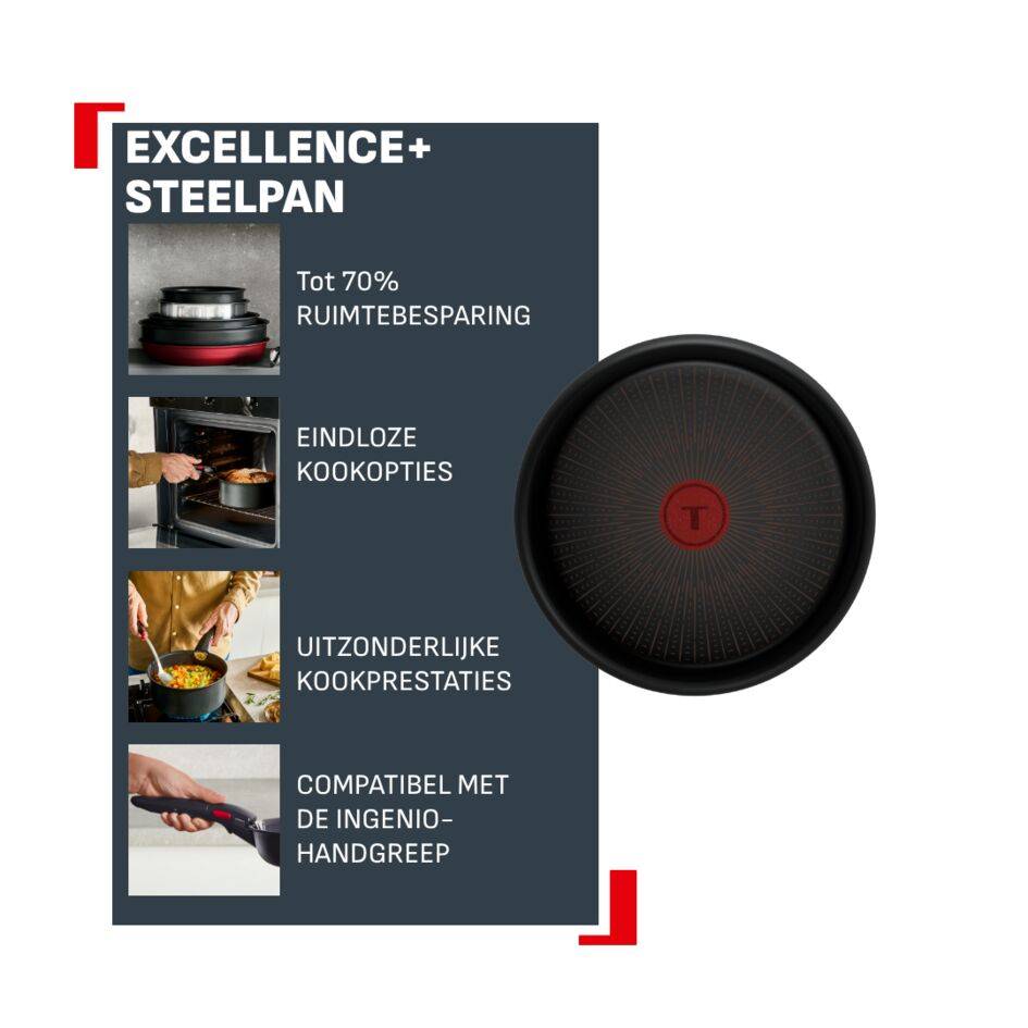 Ingenio Excellence+ P0072953 Braadpan met afneembare handgreep – 18 cm – Inductie