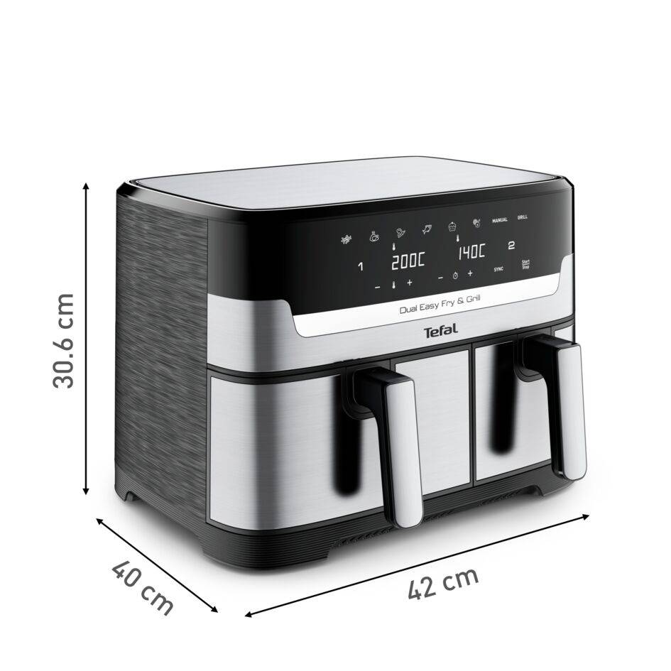 Dual Easy Fry & Grill EY905D10 Air fryer - 8 programma's - 5,2L + 3,1L