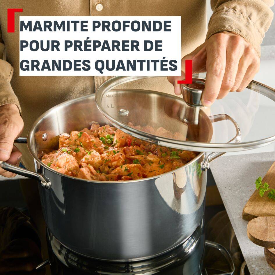 Emotion+ XL, Marmite 30&nbsp;cm + couvercle, Acier inoxydable, Garantie 5&nbsp;ans, Induction