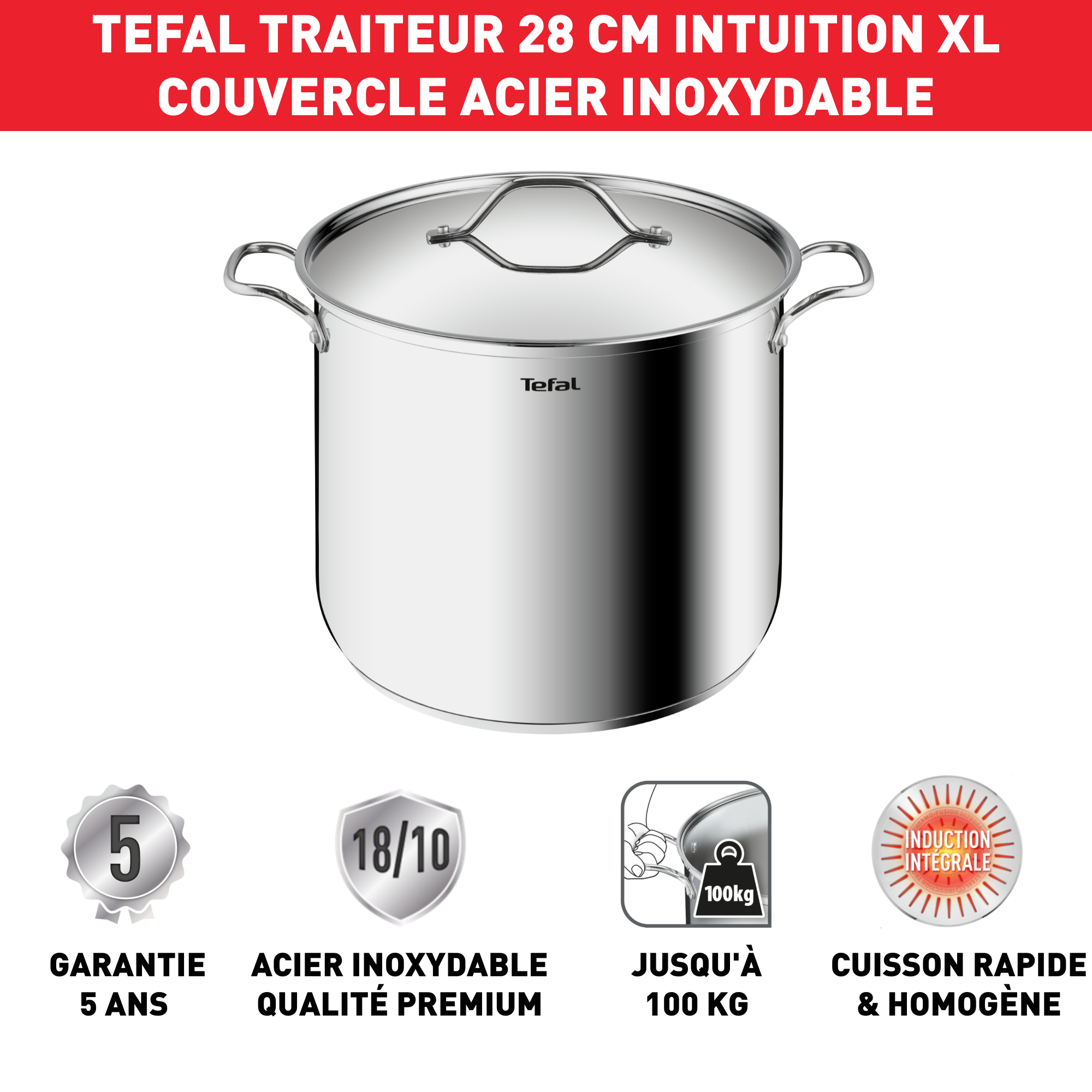 Intuition XL B8649004 Casserole inox - 28 cm - Induction