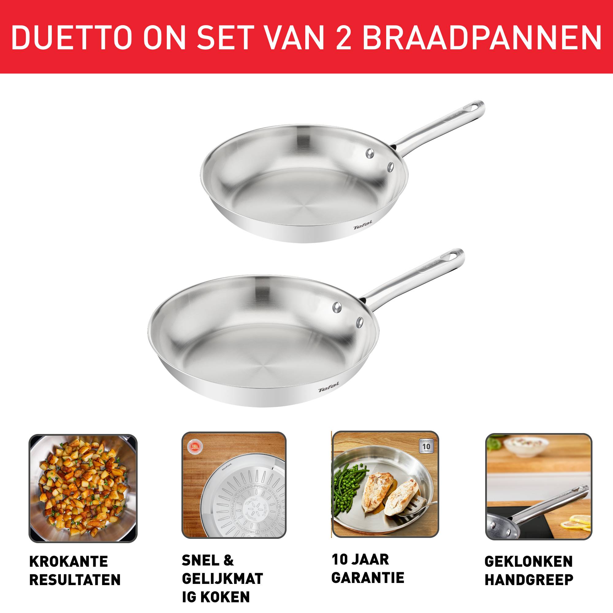 Duetto B866S234 Set van 2 pannen 24/28 cm - Inductie