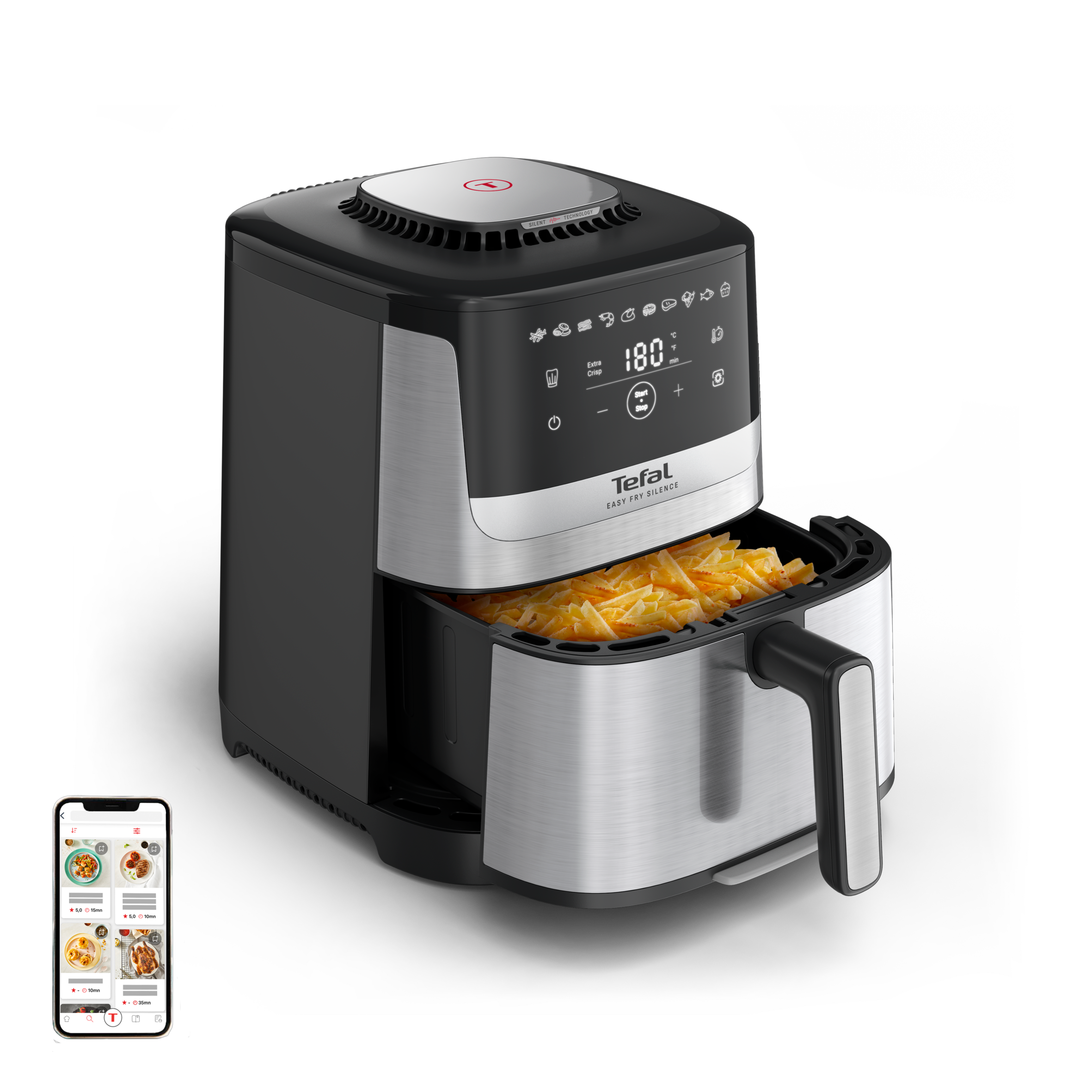 Easy Fry Silence EY552DE0 Air fryer - 10 programmes - 5L - Technologie Silencieuse